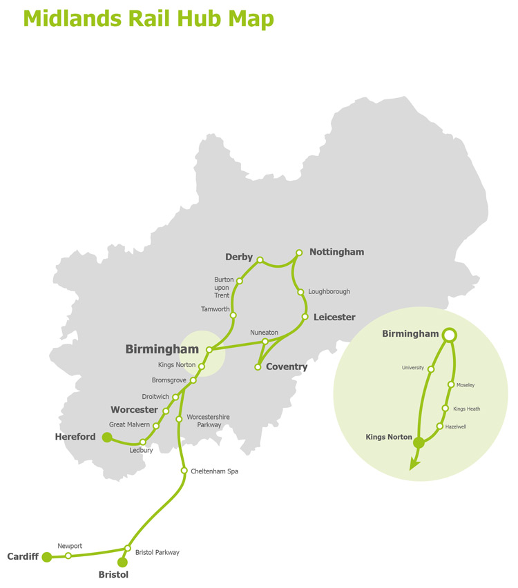 Midlands Rail Hub Map 